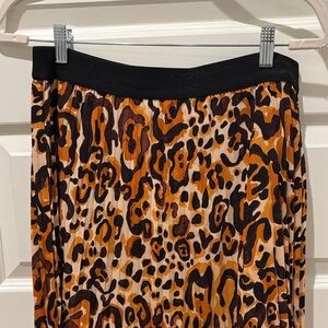 ESQUALO Animal Print MIDI Skirt in Black and Brown